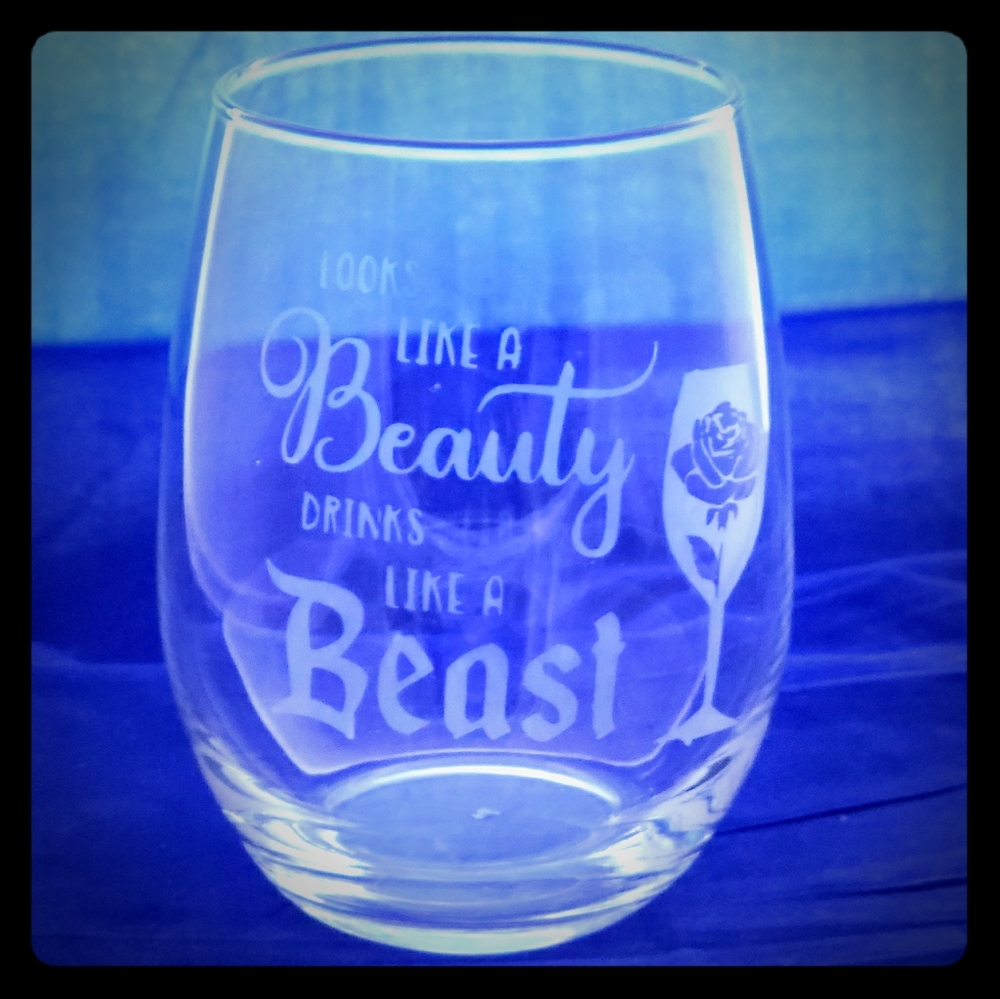 Etched Wine Glass